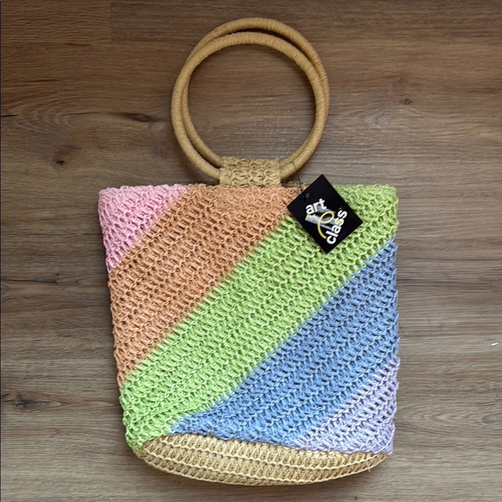 Art Class Blue and Tan Clutch with Textured Design